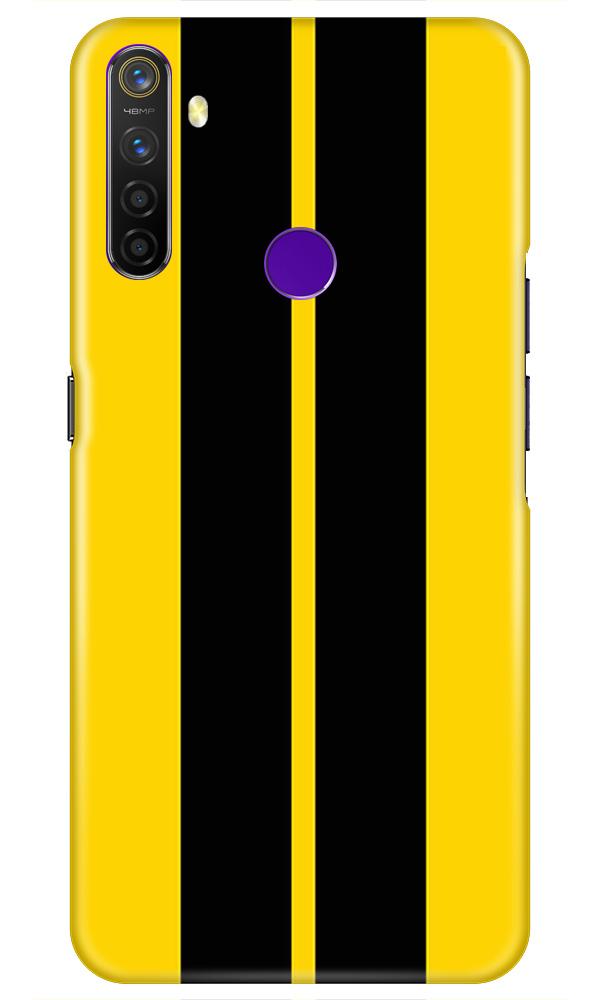 Black Yellow Pattern Mobile Back Case for Realme 5i  (Design - 377)