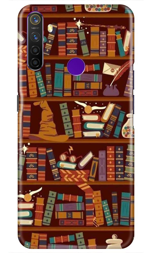 Book Shelf Mobile Back Case for Realme 5  (Design - 390)