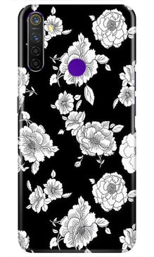 White flowers Black Background Case for Realme 5