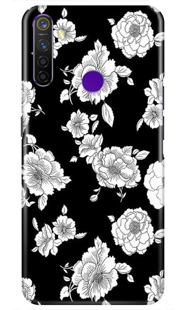 White flowers Black Background Case for Realme 5 Pro