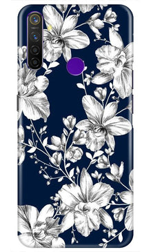 White flowers Blue Background Case for Realme 5 Pro