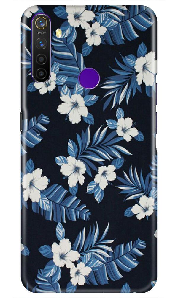 White flowers Blue Background2 Case for Realme 5