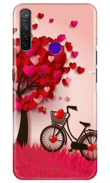 Red Heart Cycle Mobile Back Case for Realme 5s (Design - 222)