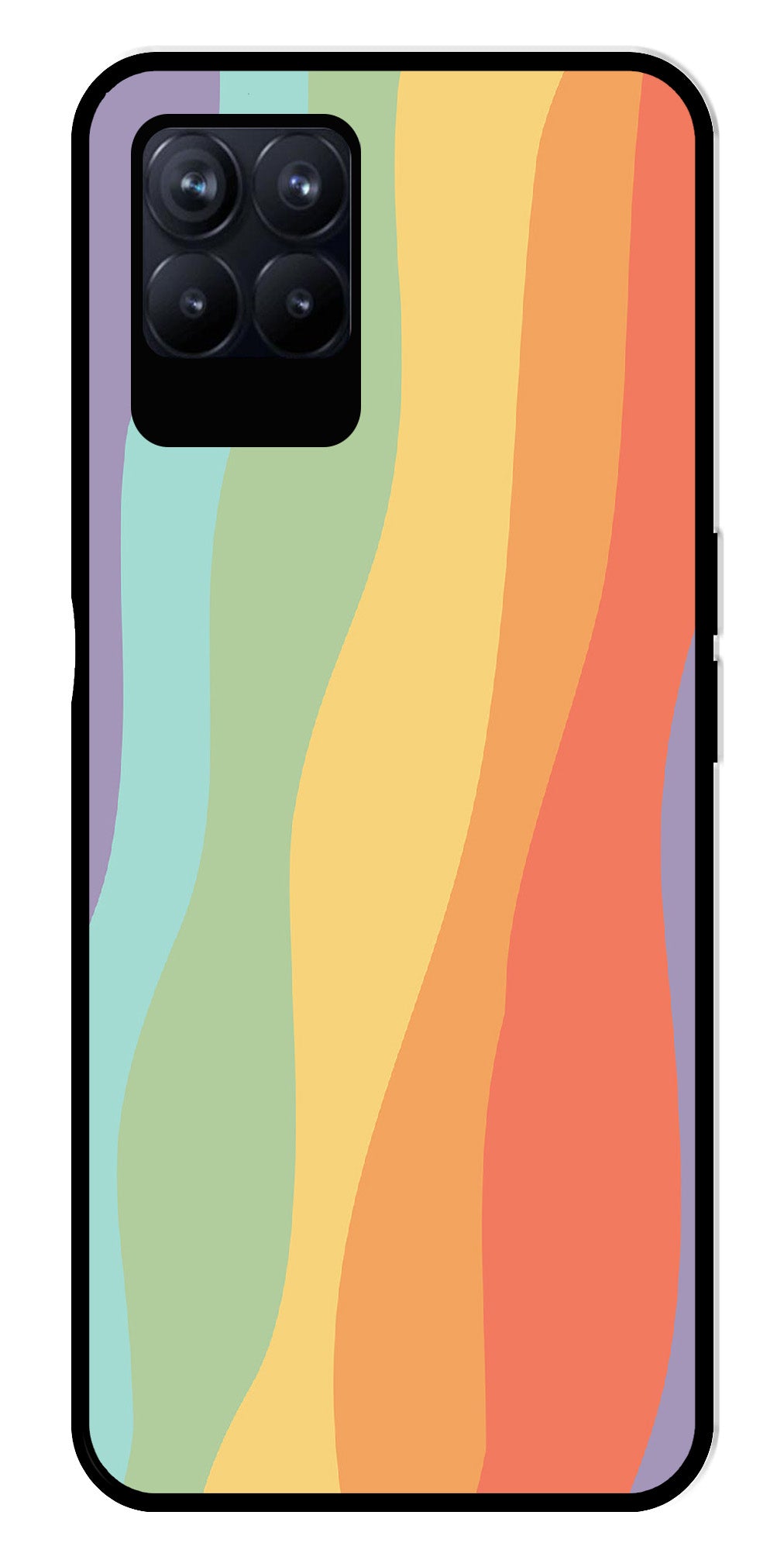 Muted Rainbow Metal Mobile Case for Realme 8i  (Design No -02)