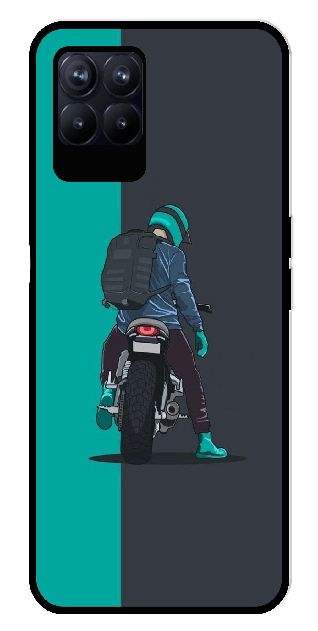 Bike Lover Metal Mobile Case for Realme 8i  (Design No -05)