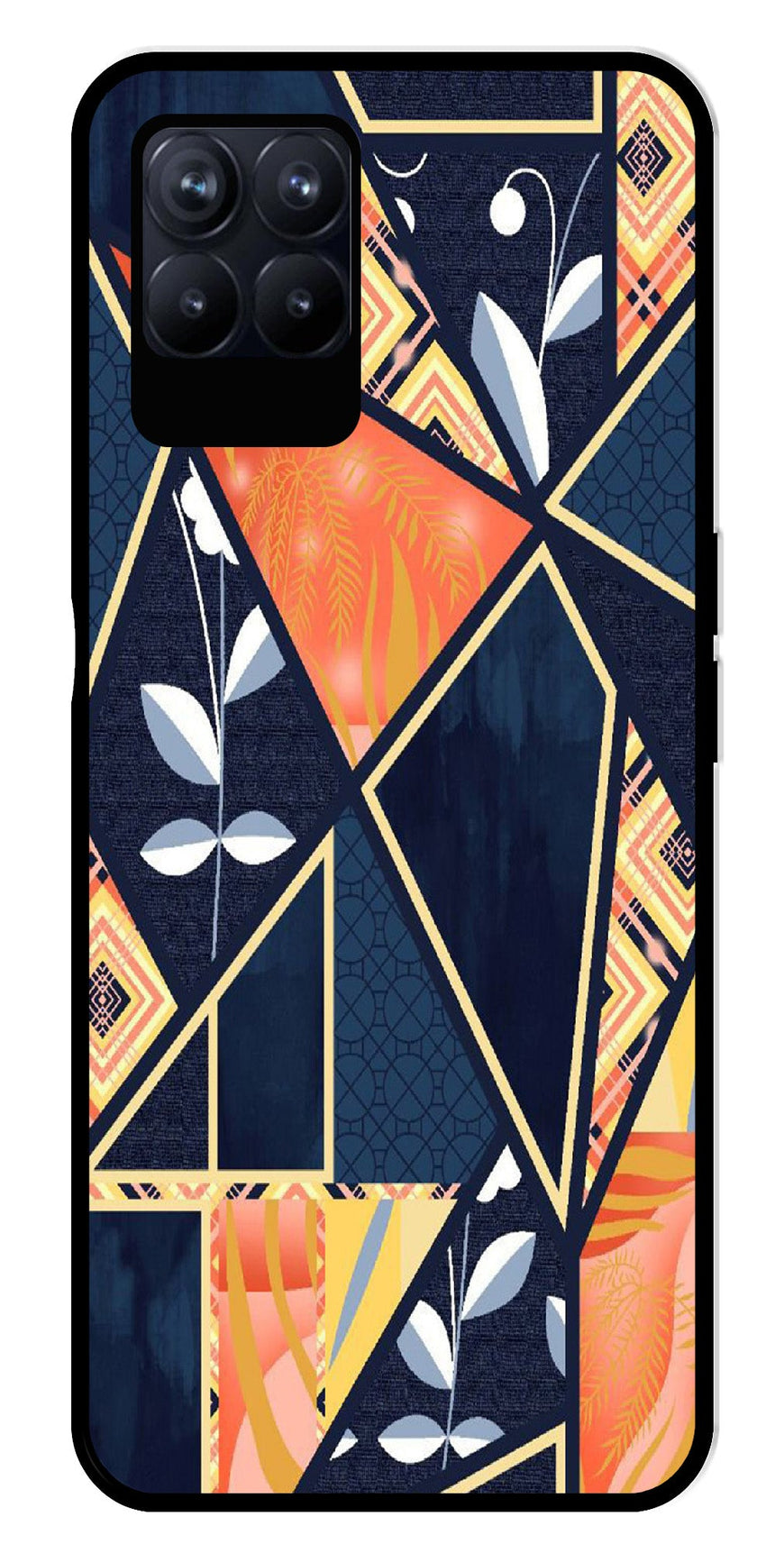 Marble Design Metal Mobile Case for Realme 8i  (Design No -07)