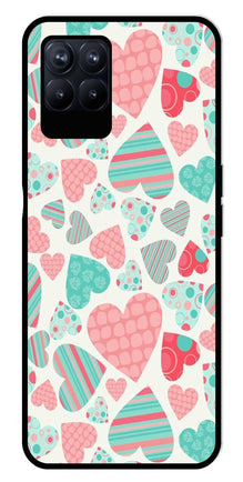 Hearts Pattern Metal Mobile Case for Realme 8i