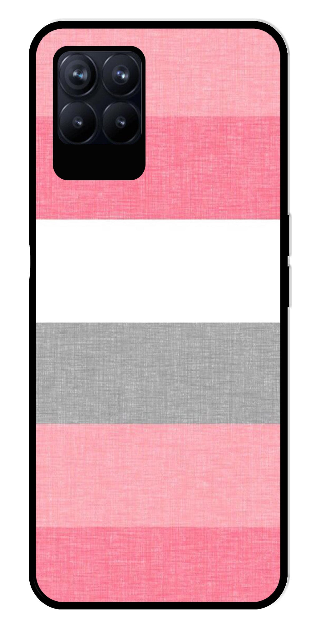 Pink Pattern Metal Mobile Case for Realme 8i  (Design No -23)