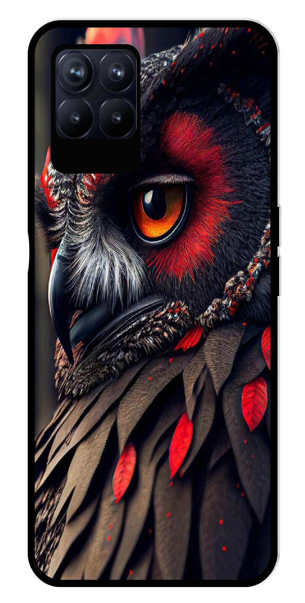 Owl Design Metal Mobile Case for Realme 8i  (Design No -26)