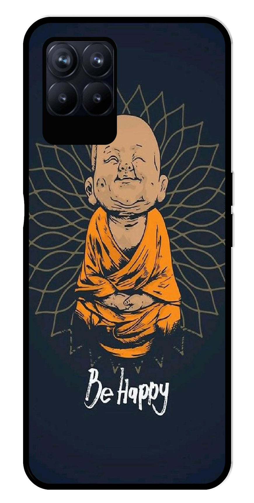 Be Happy Metal Mobile Case for Realme 8i  (Design No -27)