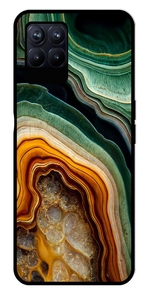 Marble Design Metal Mobile Case for Realme 8i  (Design No -28)