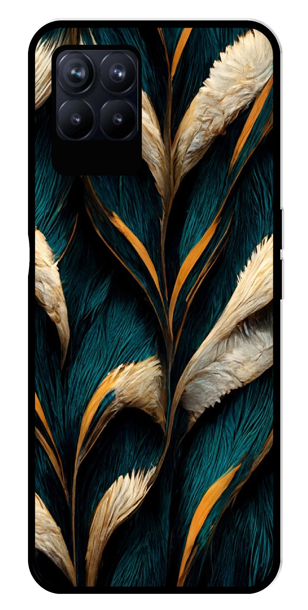 Feathers Metal Mobile Case for Realme 8i  (Design No -30)