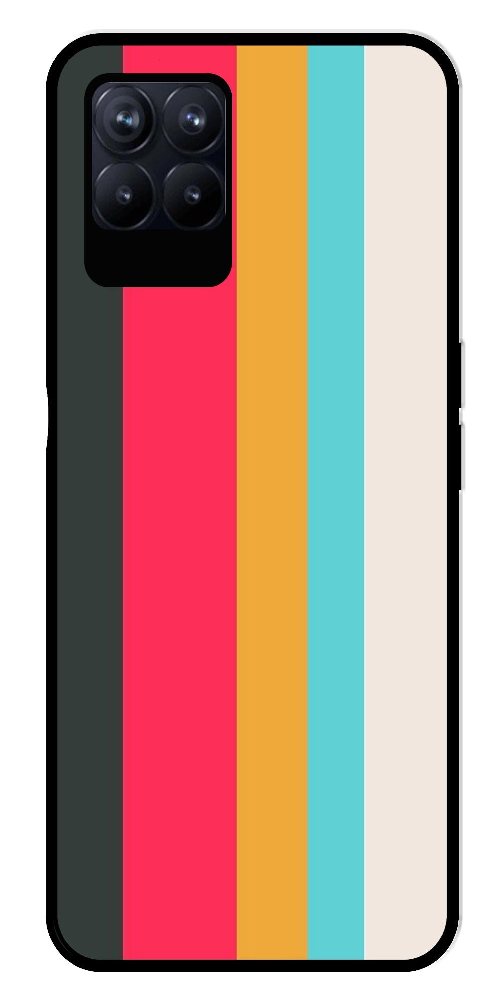 Muted Rainbow Metal Mobile Case for Realme 8i  (Design No -31)