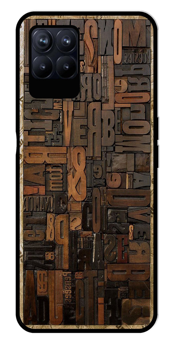 Alphabets Metal Mobile Case for Realme 8i  (Design No -32)