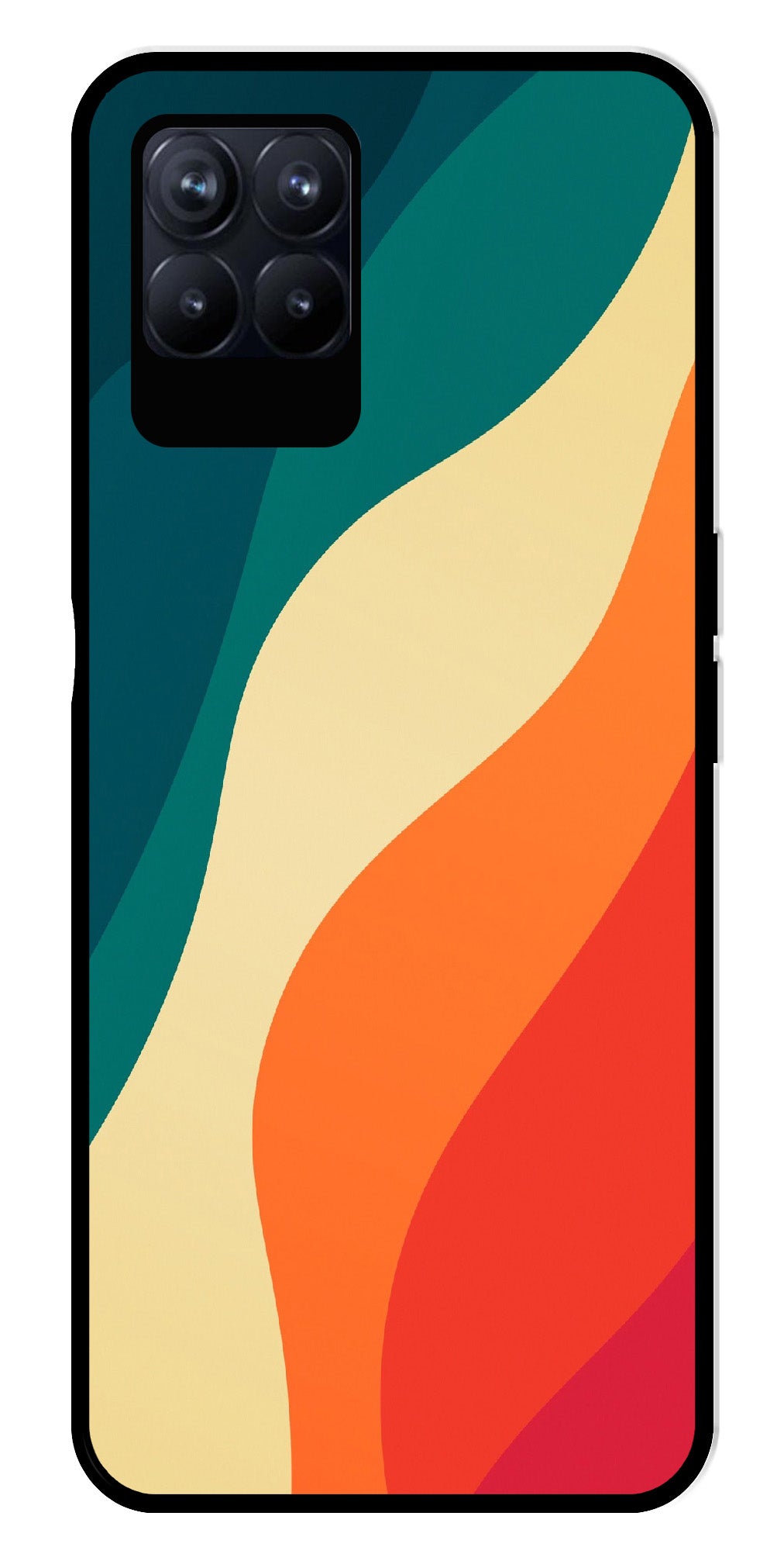 Muted Rainbow Metal Mobile Case for Realme 8i  (Design No -39)
