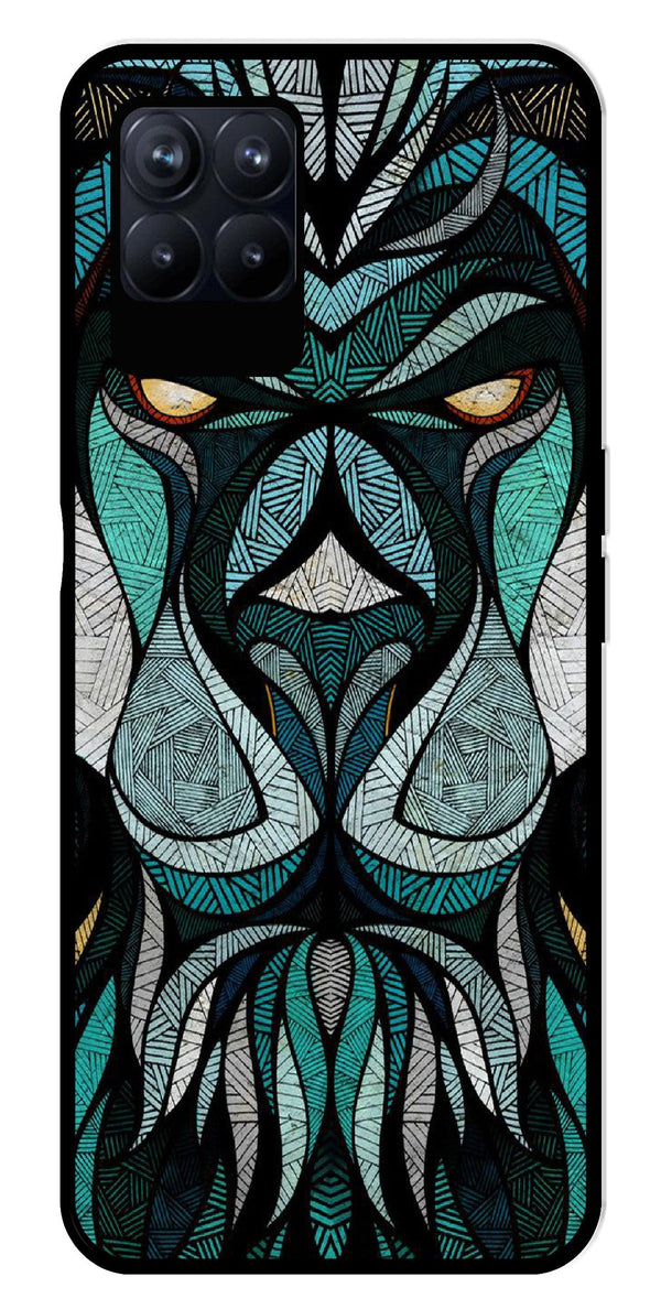 Lion Pattern Metal Mobile Case for Realme 8i  (Design No -40)