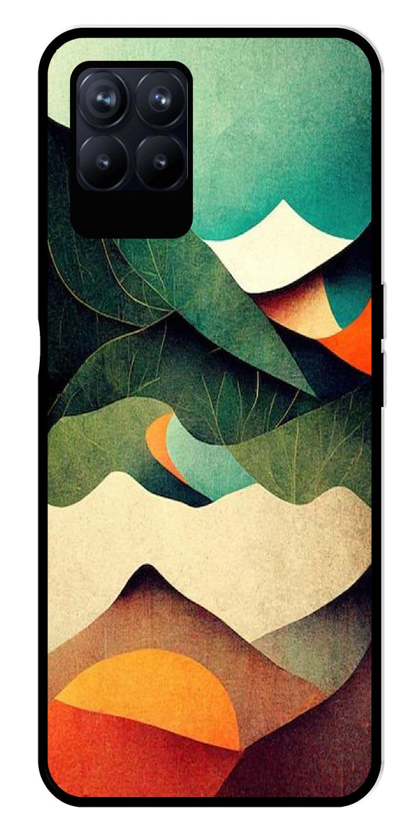 MultiColor Pattern Metal Mobile Case for Realme 8i  (Design No -43)