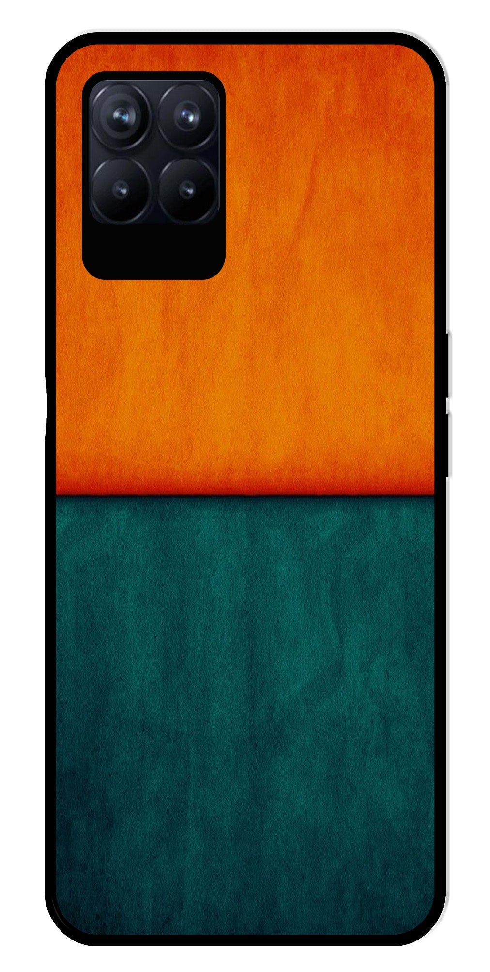 Orange Green Pattern Metal Mobile Case for Realme 8i  (Design No -45)