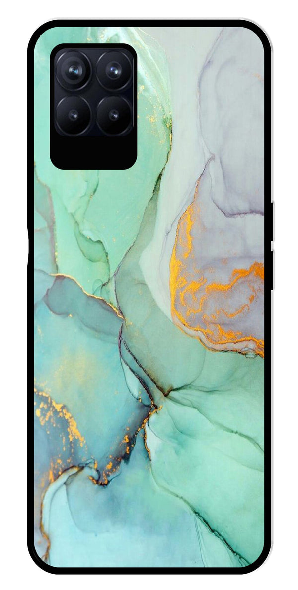 Marble Design Metal Mobile Case for Realme 8i  (Design No -46)