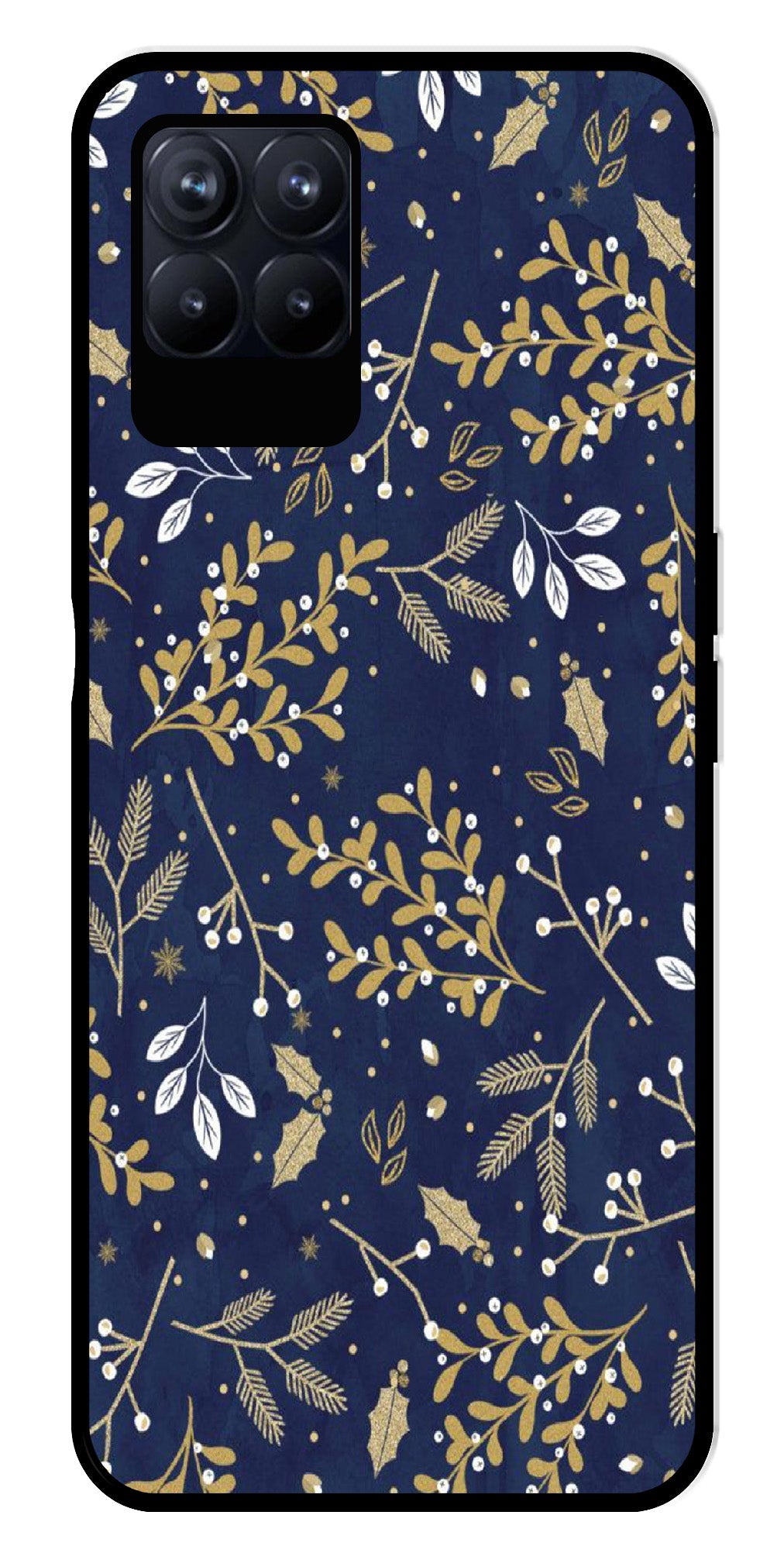 Floral Pattern  Metal Mobile Case for Realme 8i  (Design No -52)