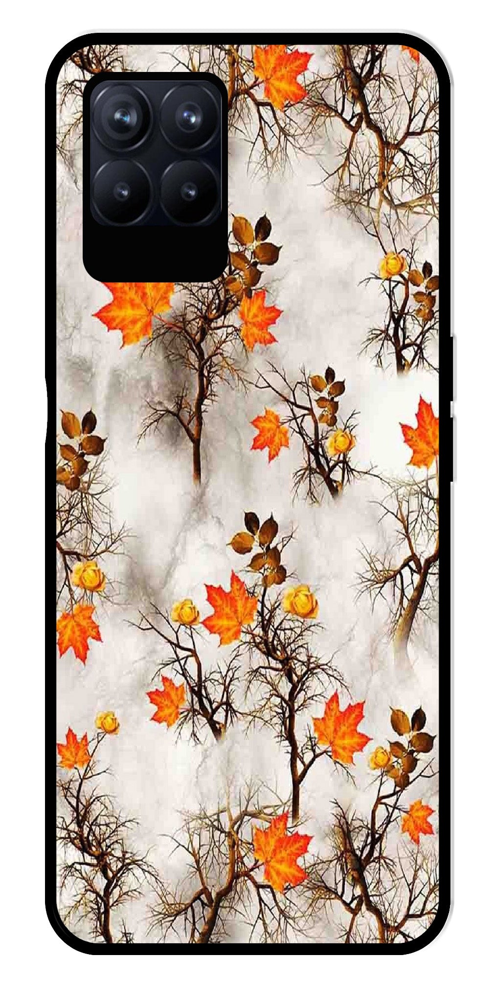 Autumn leaves Metal Mobile Case for Realme 8i  (Design No -55)