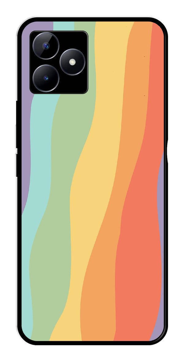 Muted Rainbow Metal Mobile Case for Realme C53   (Design No -02)
