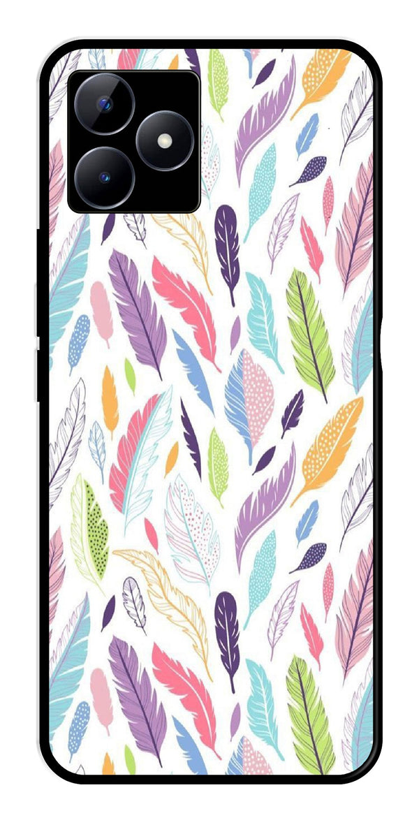 Colorful Feathers Metal Mobile Case for Realme C53   (Design No -06)