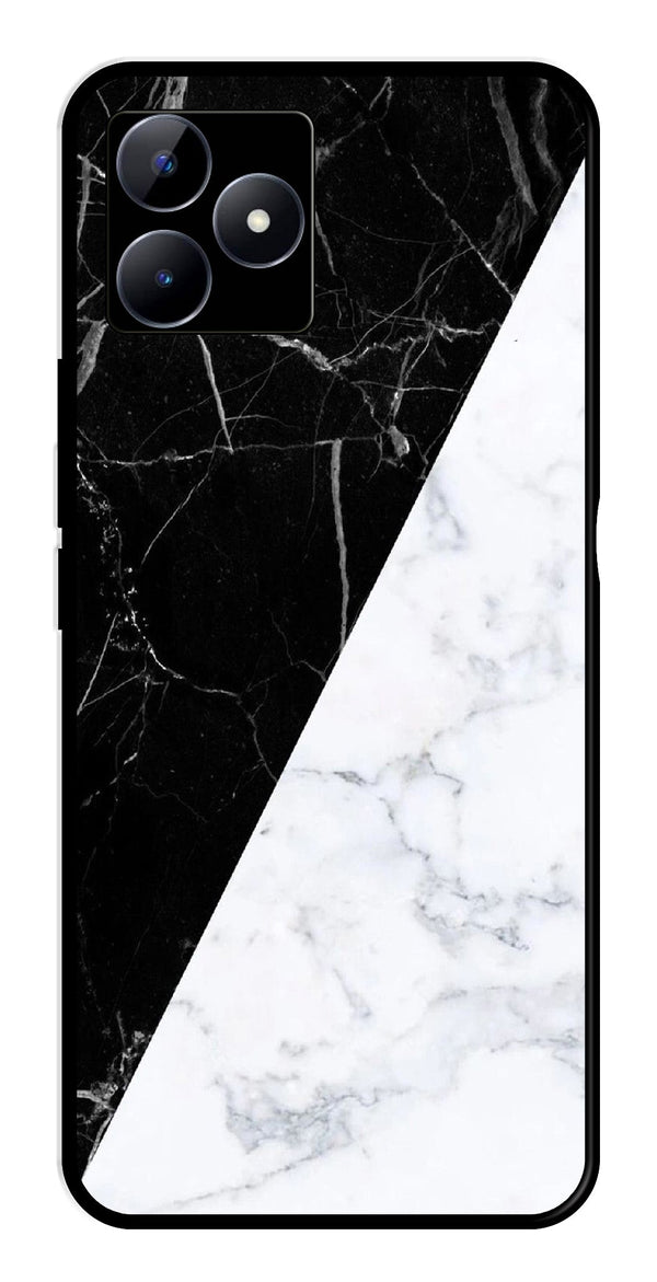 Black White Marble Design Metal Mobile Case for Realme C53   (Design No -09)