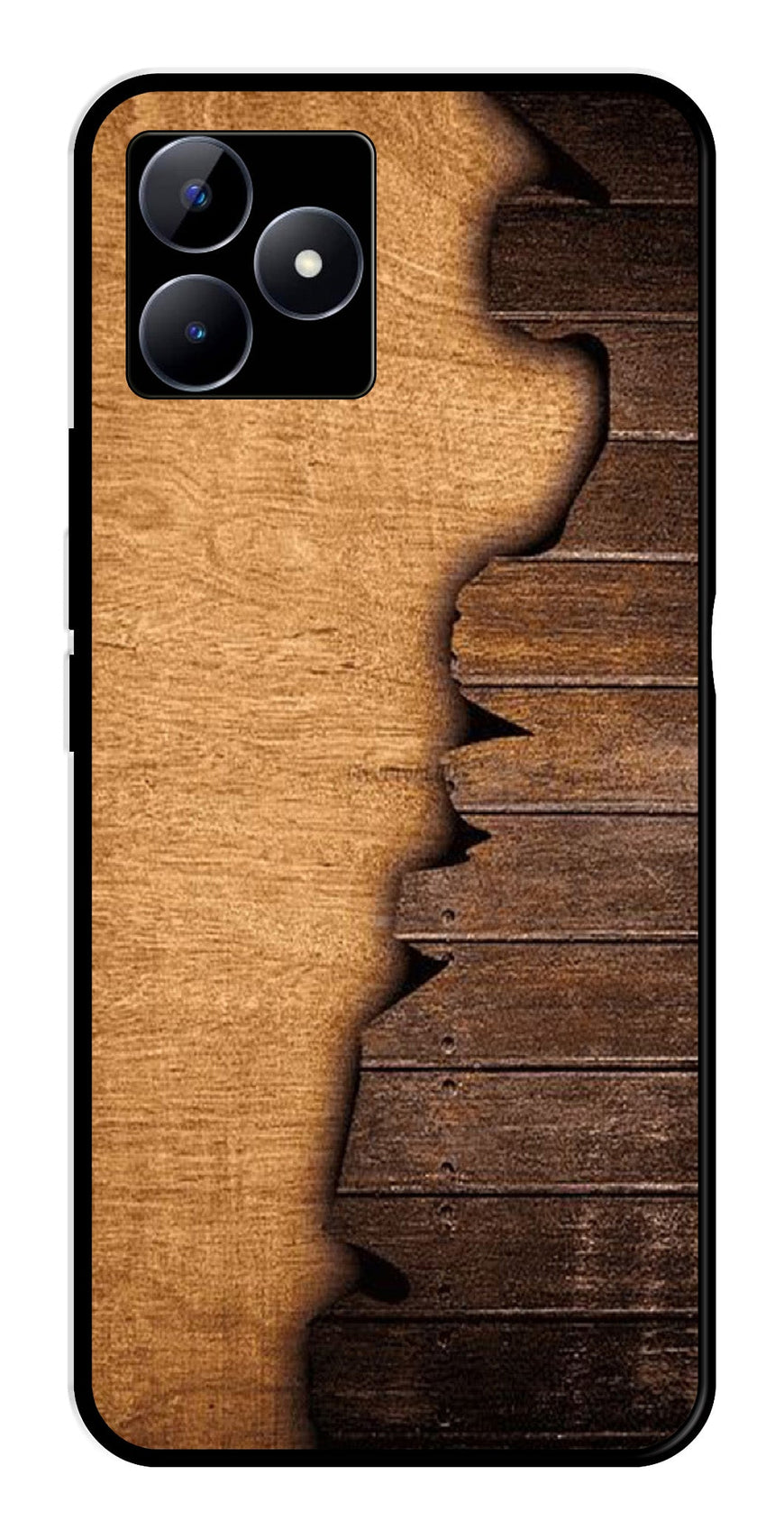 Wooden Design Metal Mobile Case for Realme C53   (Design No -13)