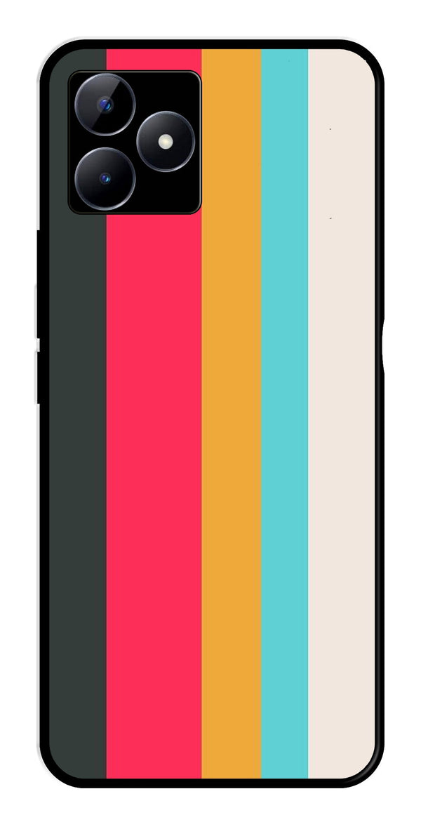 Muted Rainbow Metal Mobile Case for Realme C53   (Design No -31)