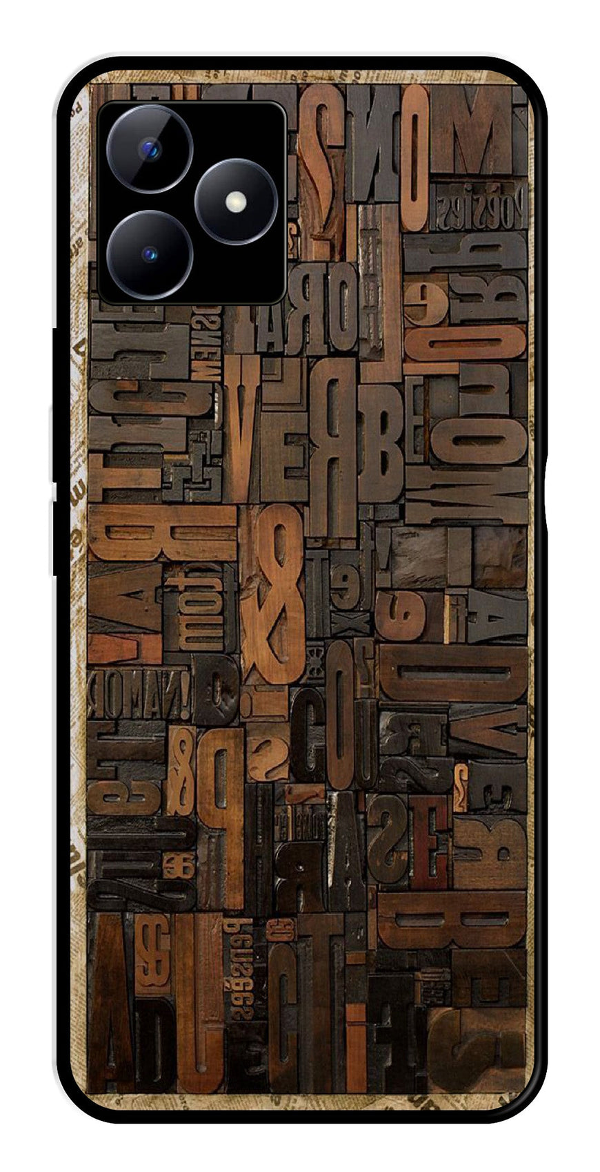 Alphabets Metal Mobile Case for Realme C53   (Design No -32)