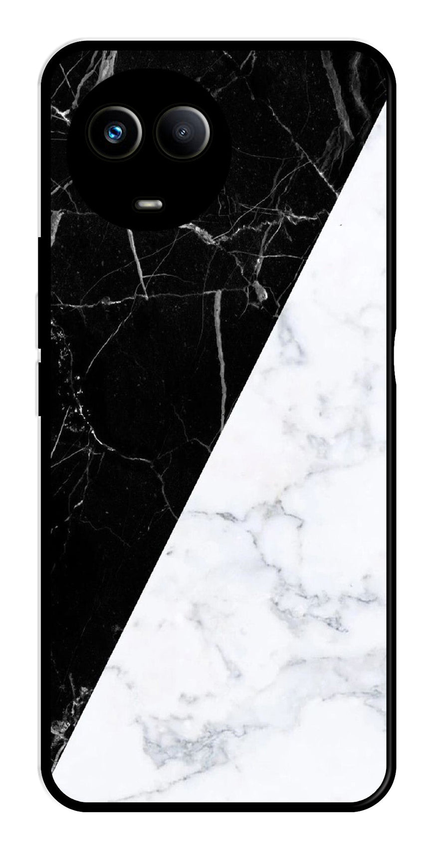 Black White Marble Design Metal Mobile Case for Realme 11 5G   (Design No -09)