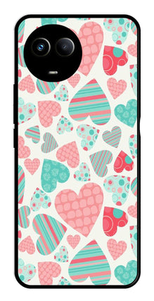 Hearts Pattern Metal Mobile Case for Realme 11 5G