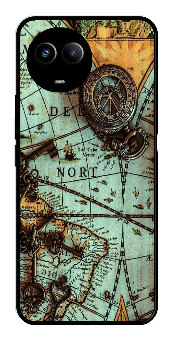 Map Design Metal Mobile Case for Realme 11 5G   (Design No -54)