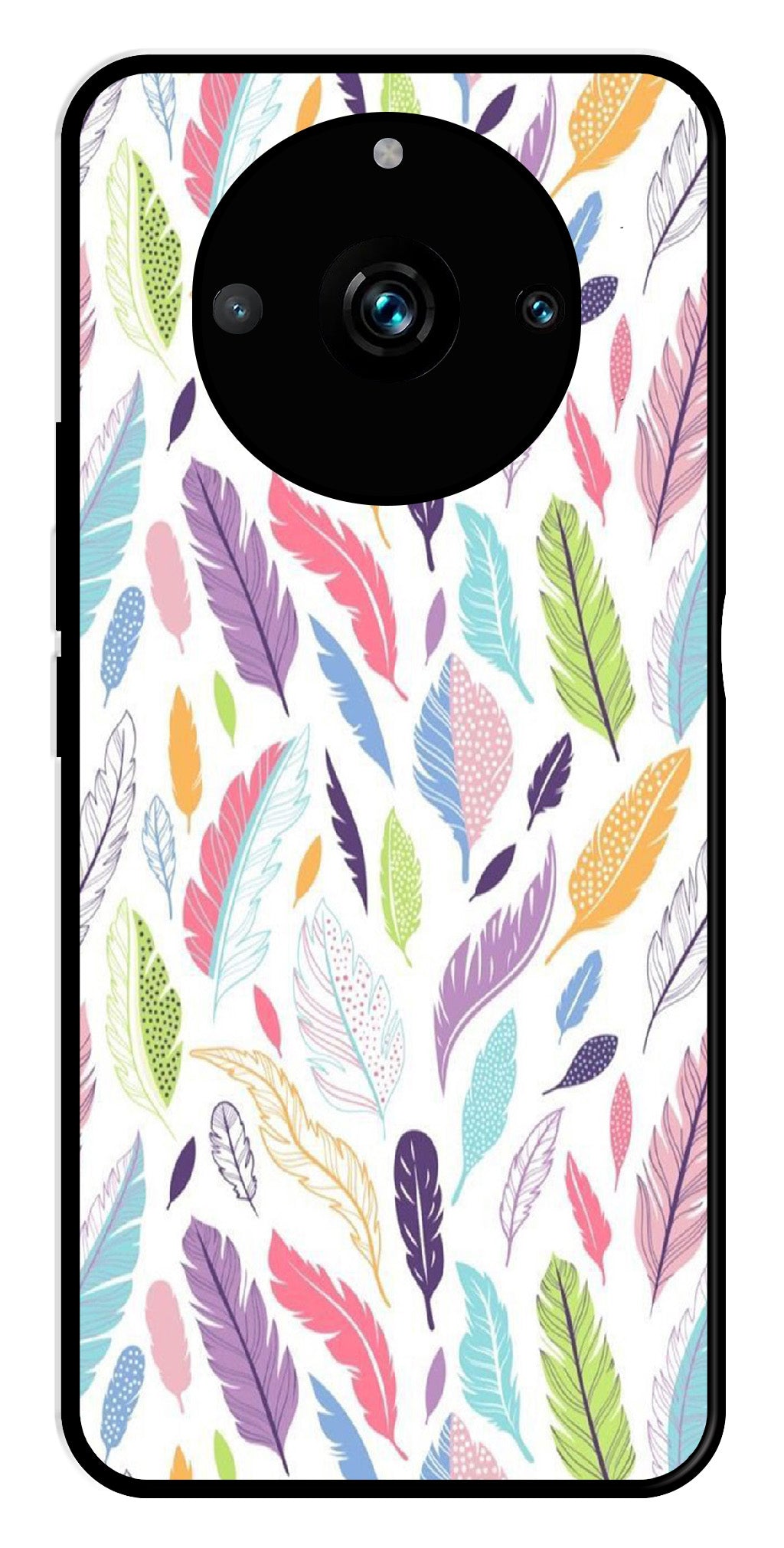Colorful Feathers Metal Mobile Case for Realme 11 pro 5G   (Design No -06)
