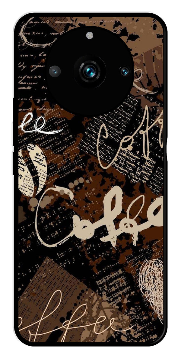 Coffee Pattern Metal Mobile Case for Realme 11 pro 5G   (Design No -37)