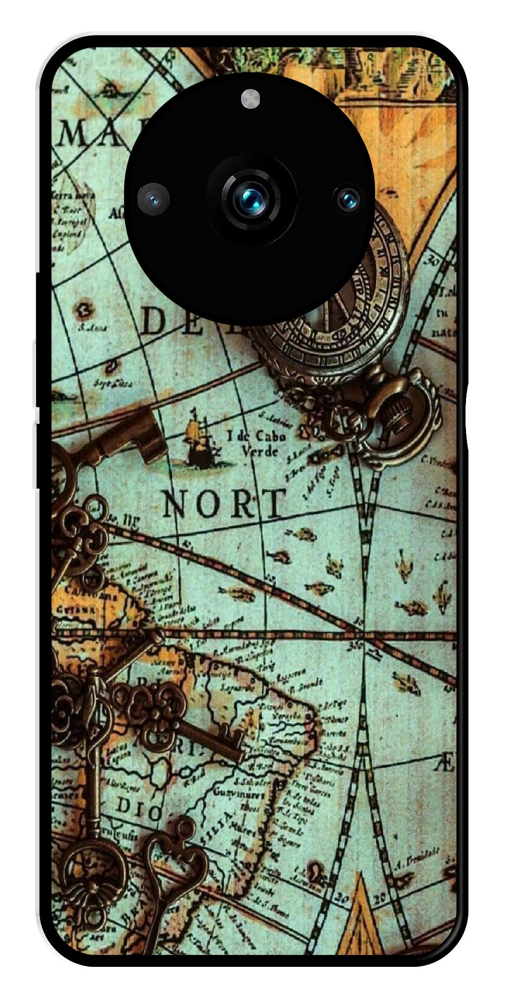 Map Design Metal Mobile Case for Realme 11 pro 5G   (Design No -54)