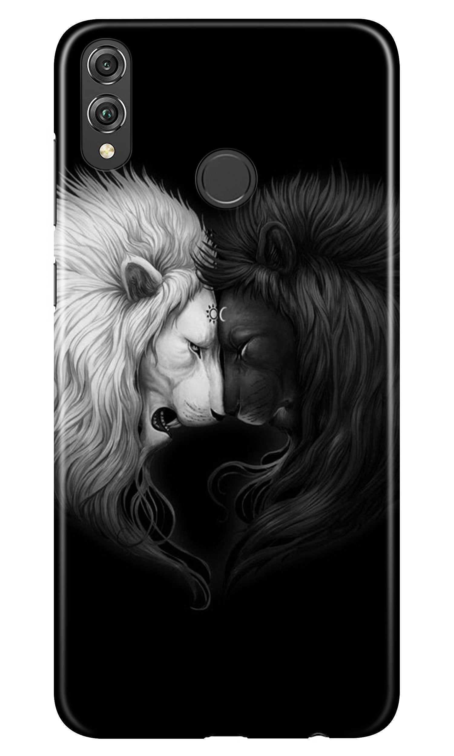 Dark White Lion Case for Realme 3  (Design - 140)