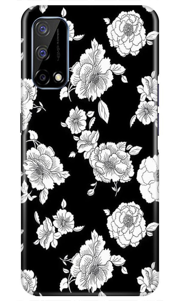 White flowers Black Background Case for Realme Narzo 30 Pro