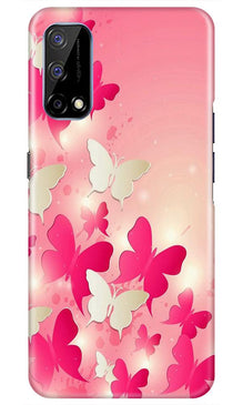 White Pick Butterflies Mobile Back Case for Realme Narzo 30 Pro (Design - 28)