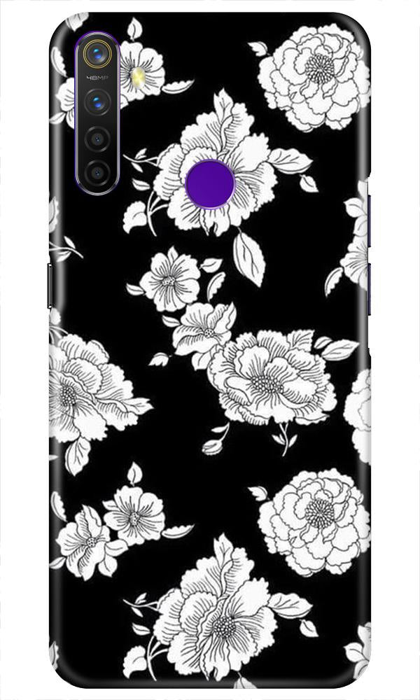 White flowers Black Background Case for Realme 5i
