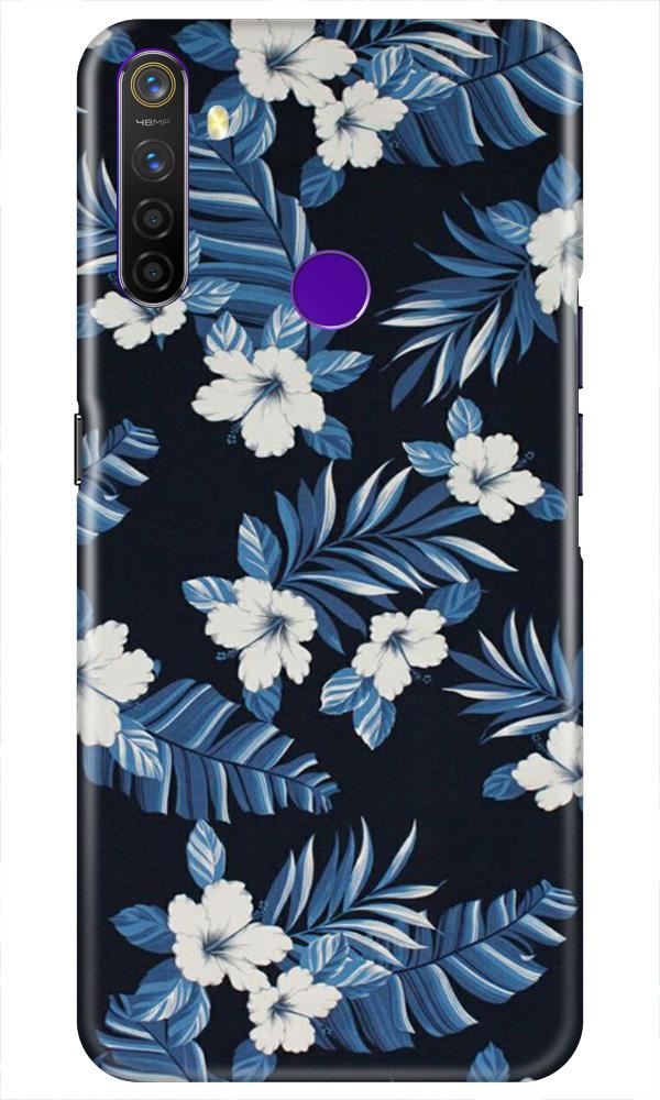 White flowers Blue Background2 Case for Realme 5i