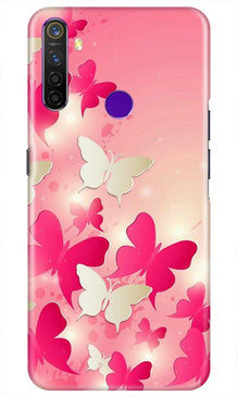 White Pick Butterflies Mobile Back Case for Realme 5i (Design - 28)