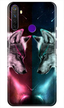 Wolf fight Mobile Back Case for Realme 5i (Design - 221)