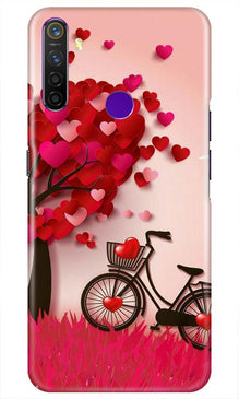 Red Heart Cycle Mobile Back Case for Realme 5i (Design - 222)