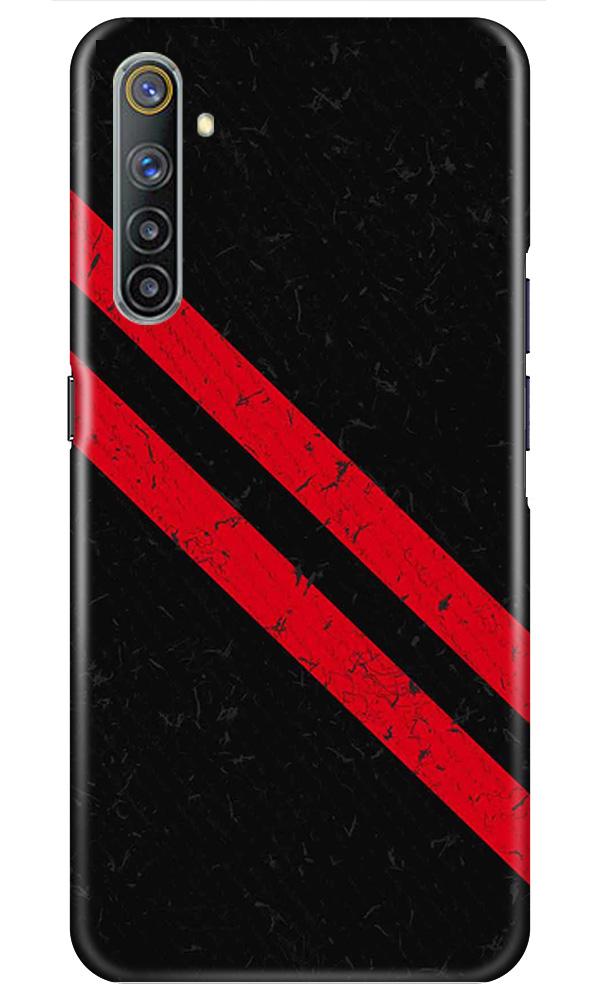 Black Red Pattern Mobile Back Case for Realme 6i (Design - 373)