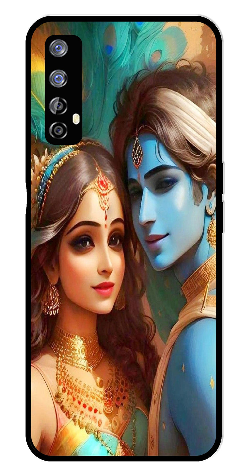 Lord Radha Krishna Metal Mobile Case for Realme 7   (Design No -01)