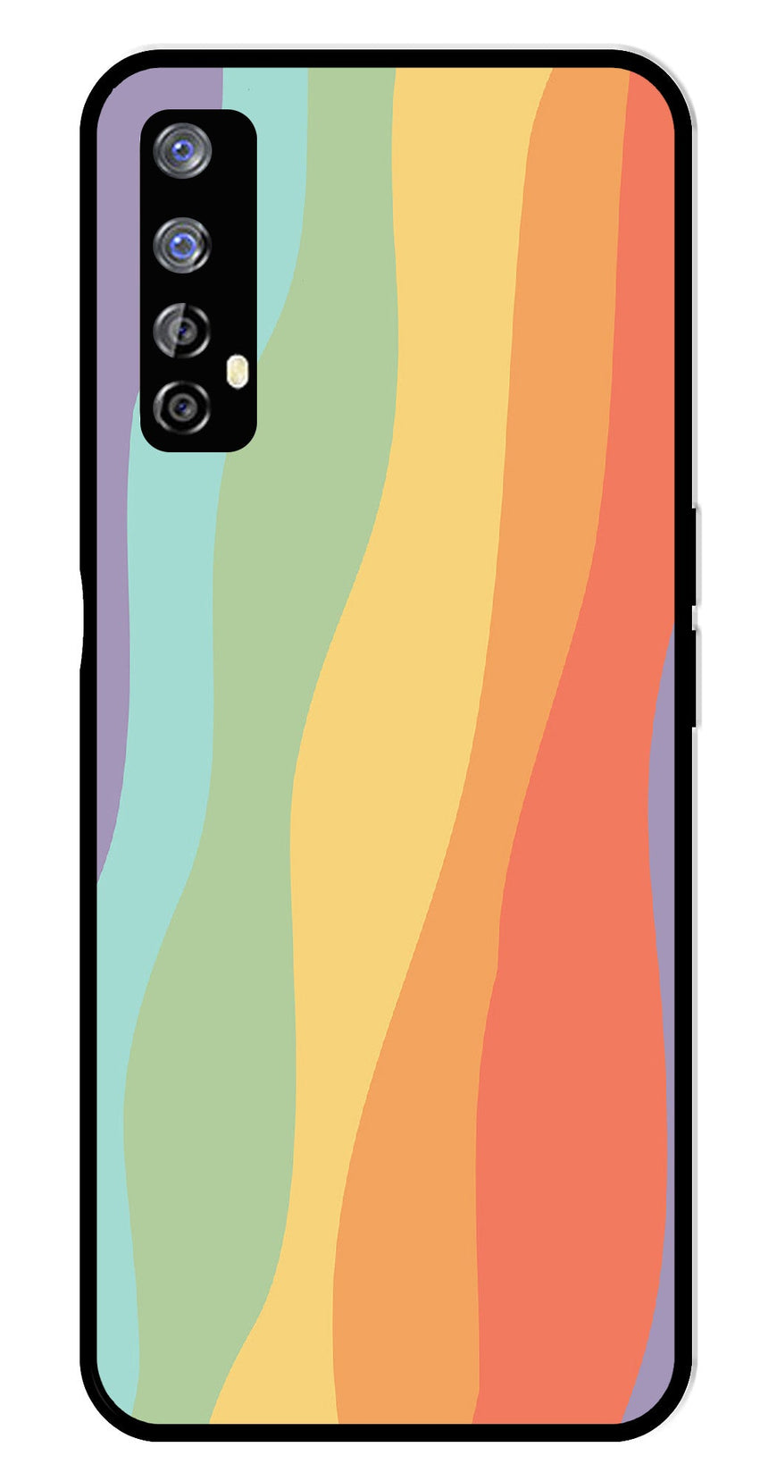 Muted Rainbow Metal Mobile Case for Realme 7   (Design No -02)