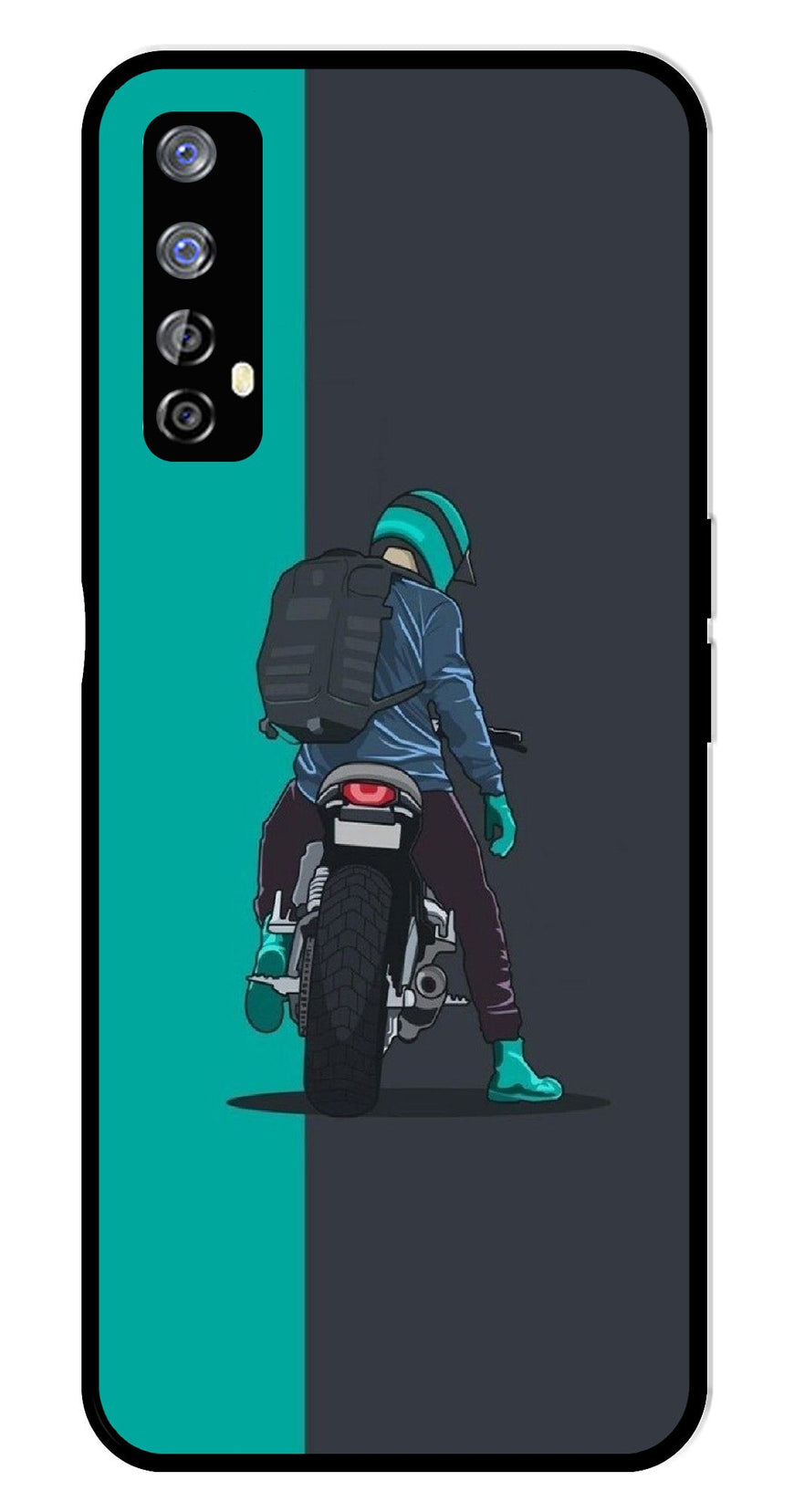 Bike Lover Metal Mobile Case for Realme 7   (Design No -05)