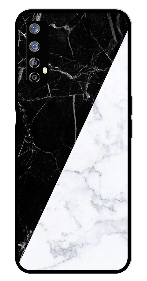 Black White Marble Design Metal Mobile Case for Realme 7   (Design No -09)